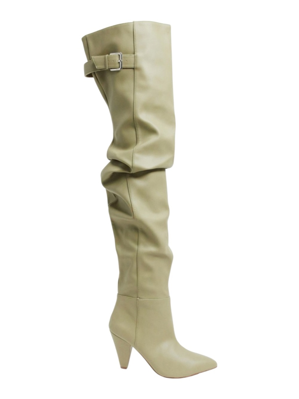 ASOS Light Olive Over-the-Knee Slouchy Pointed-Toe Boots
